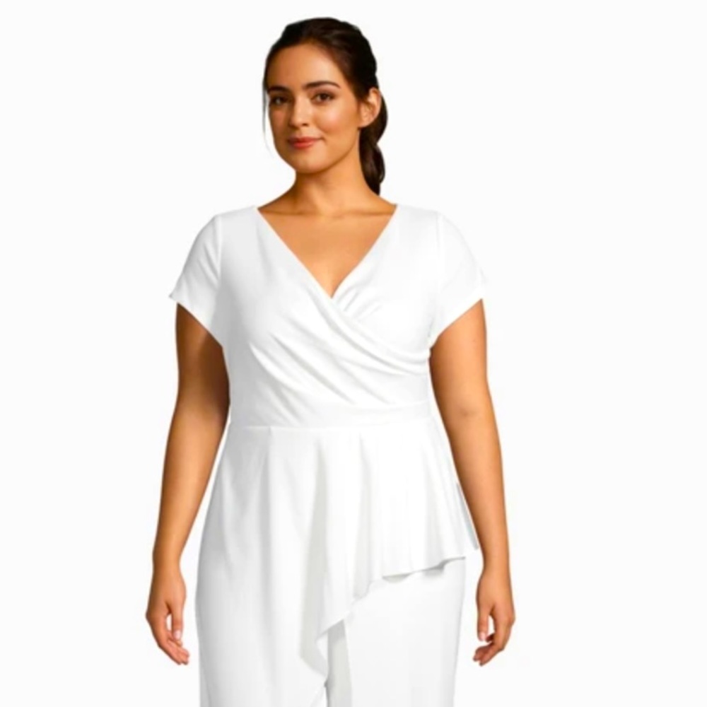 Adrianna Papell Plus Size Jumpsuit in Ivory